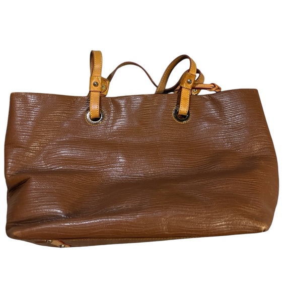 Dooney and Bourke Leather Tote Bag Brown Waves - Picture 2 of 12